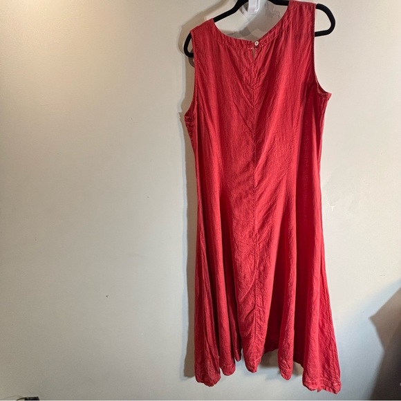LINEN Sz XL (estimated) Sleeveless A-line Dress with Asymmetrical Boxy Hemline - Picture 7 of 9